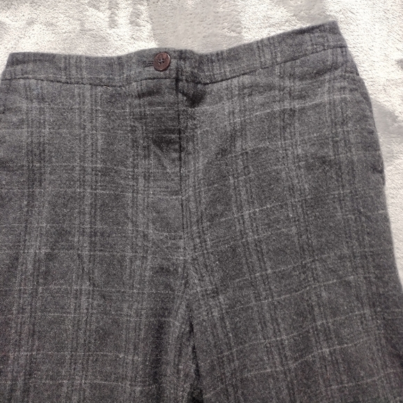 Eileen Fisher Full Length Straight in Charcoal Plaid Wool Blend Pants XS - Picture 2 of 9